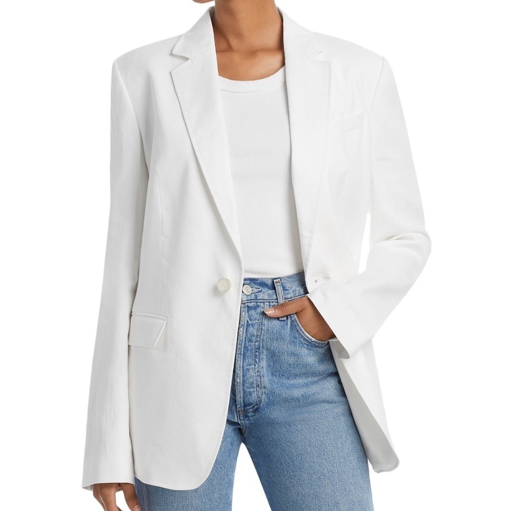 ALC Donovan Linen Blend Lined White Blazer Jacket Size 4 NWT